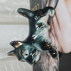 Vintage Black & Gold  Ceramic Scottish Terrier Scotty Dog Figurine Collatable